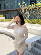 細緻lace露肩上衣 【3色入】