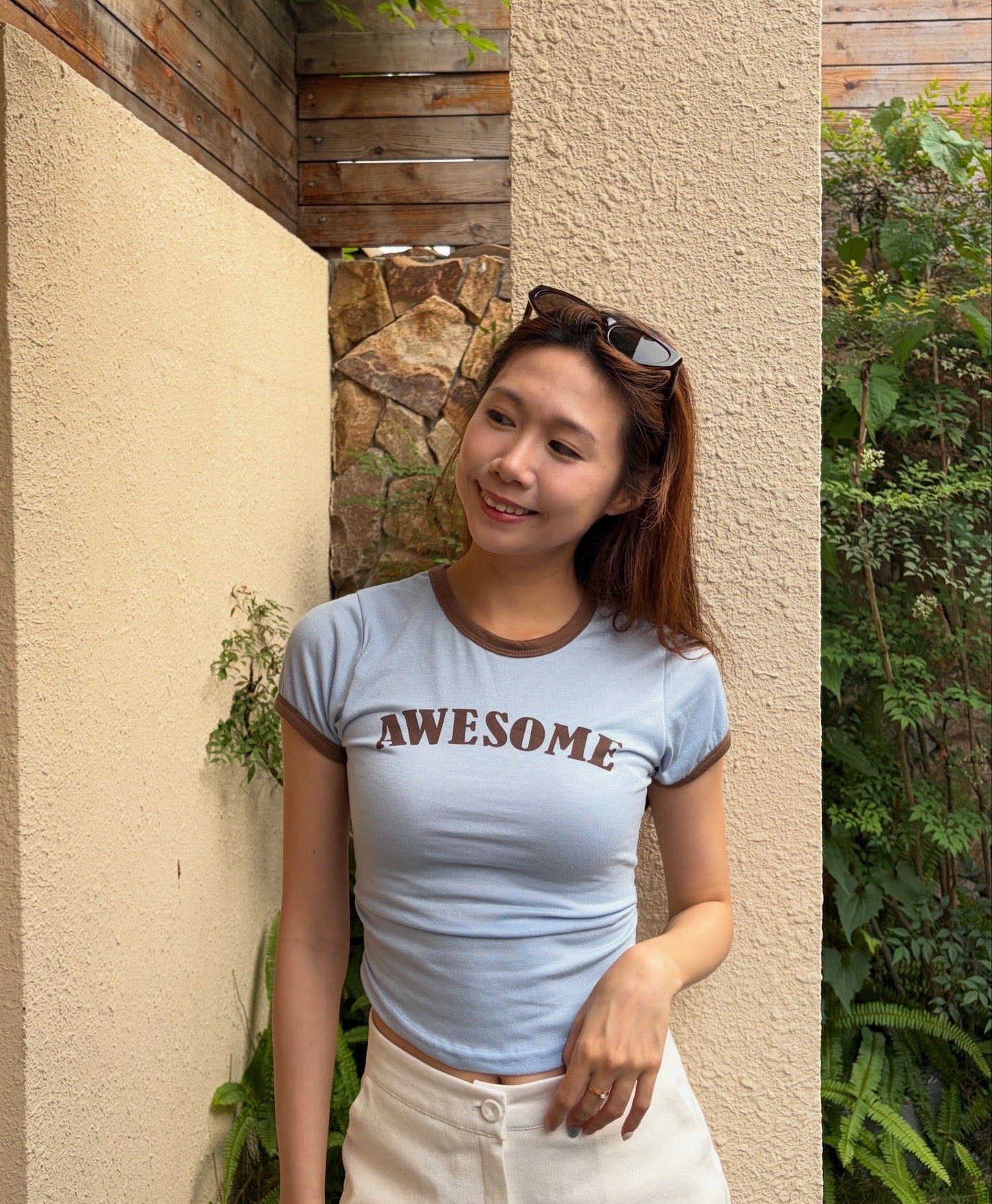 韓國Awesone拼色tee
