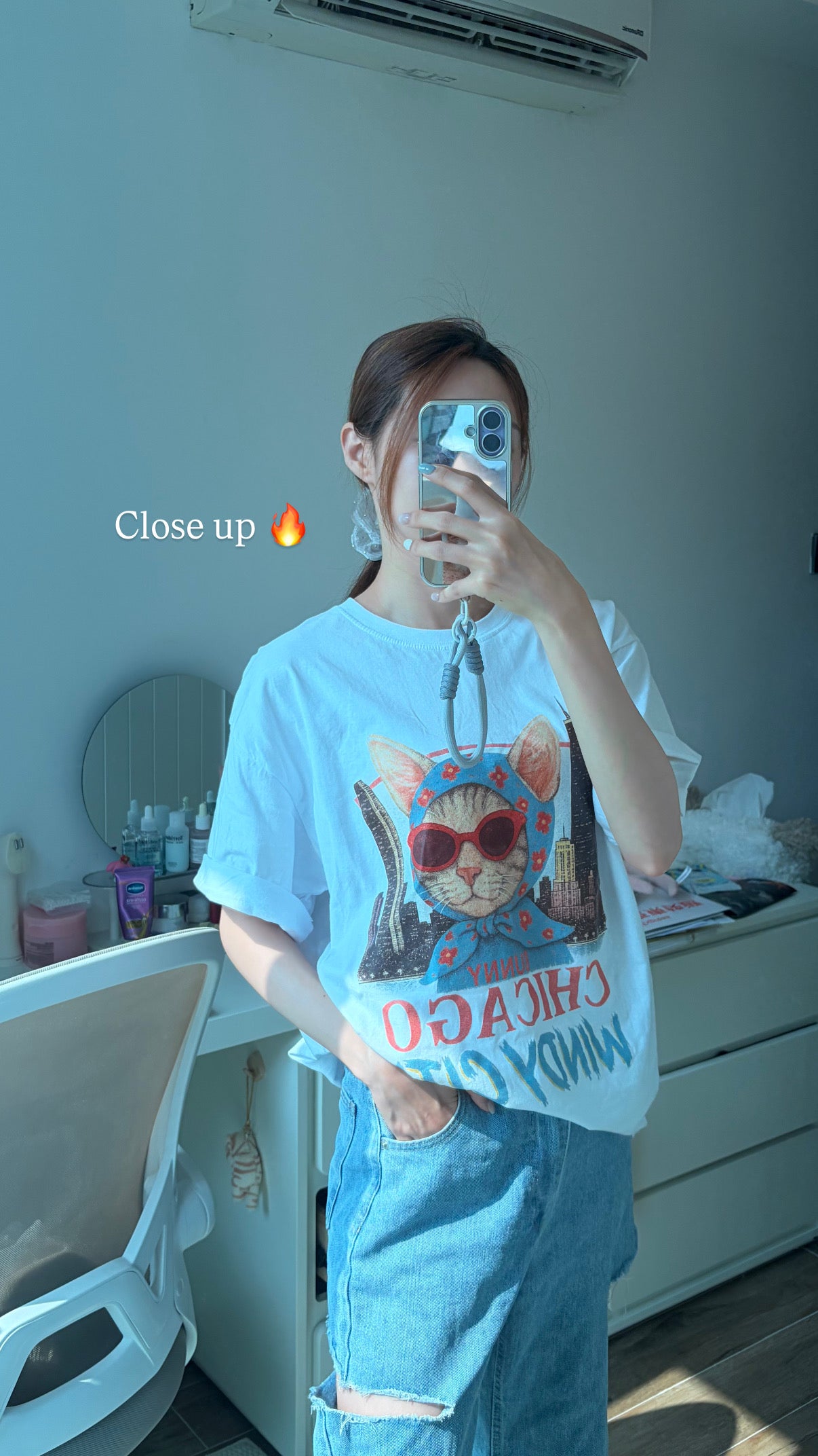 美式橘貓韓國oversise Tee