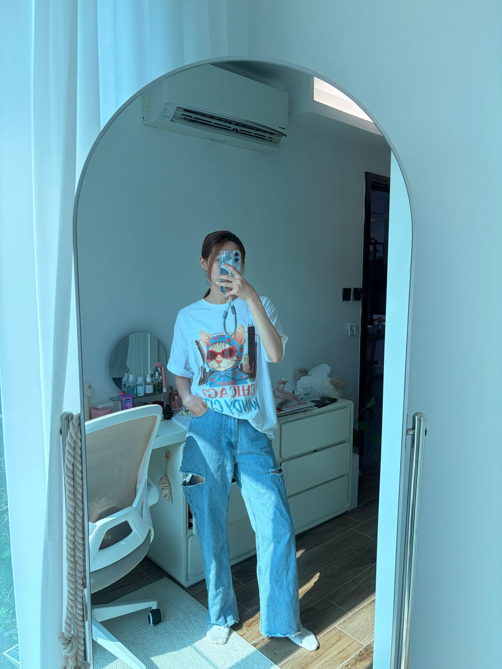 美式橘貓韓國oversise Tee