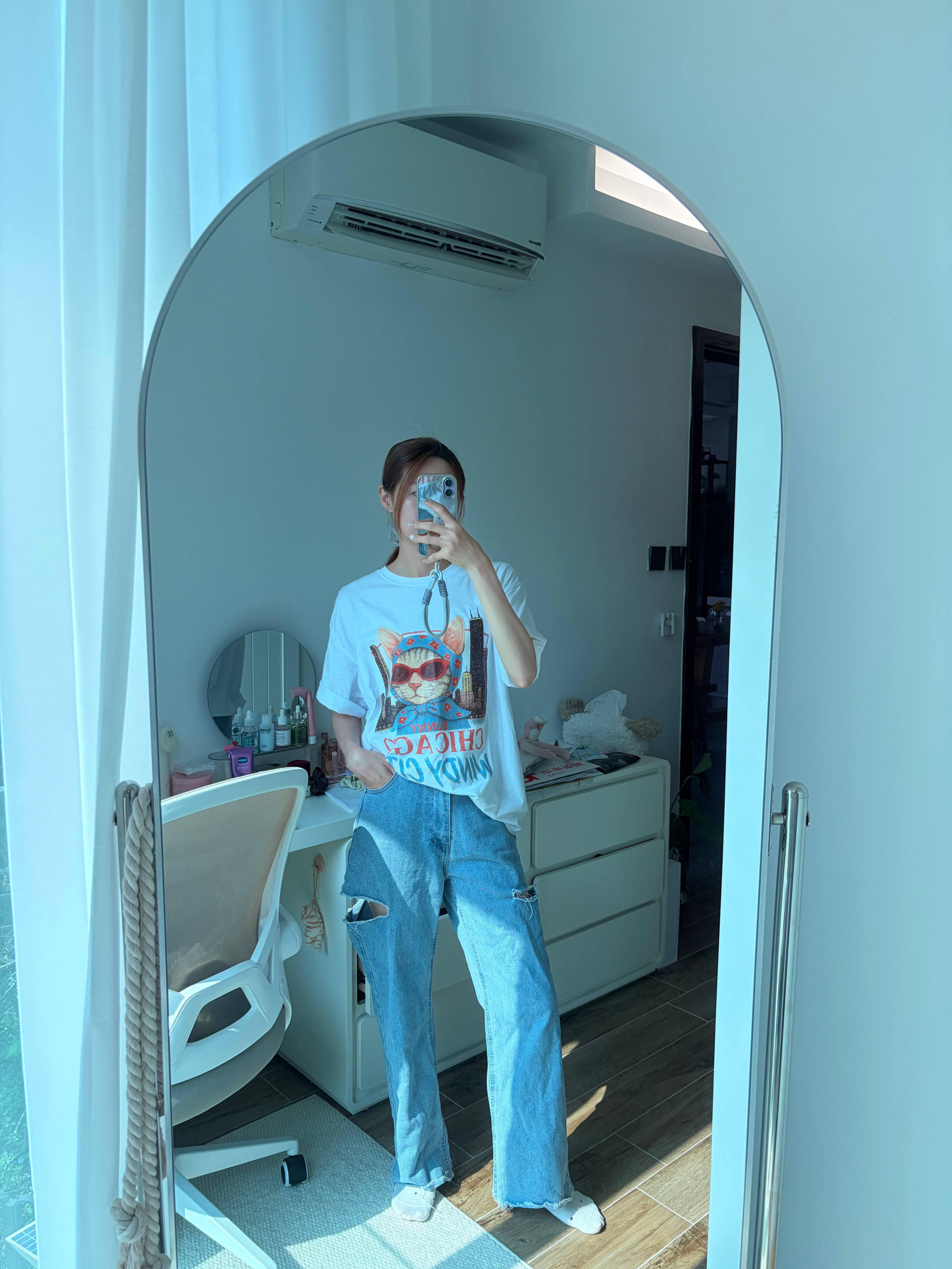 美式橘貓韓國oversise Tee
