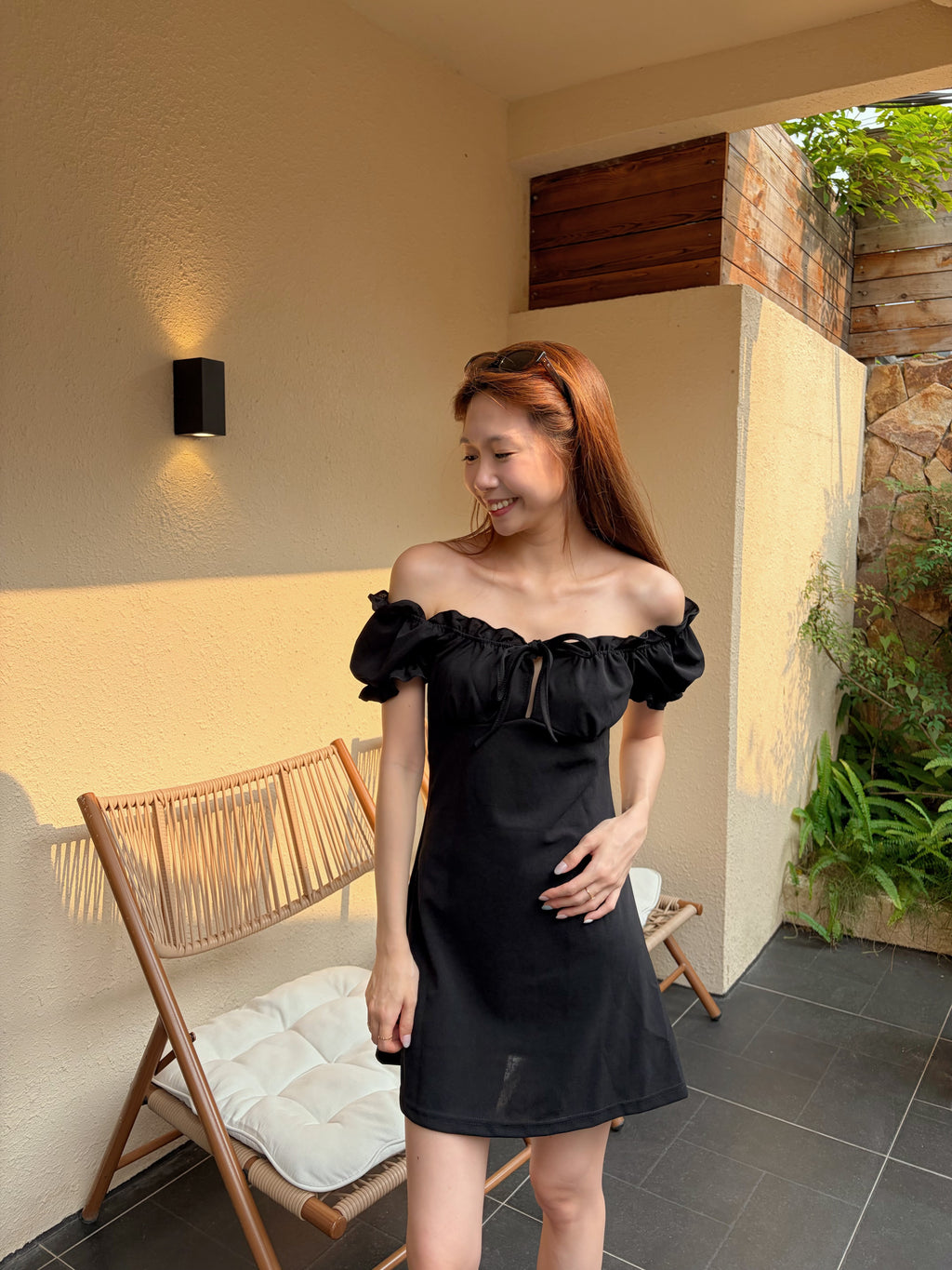 Ruffle公主👸🏻袖中空蝴蝶結連身裙