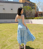 NIV藍白渡假花花長裙